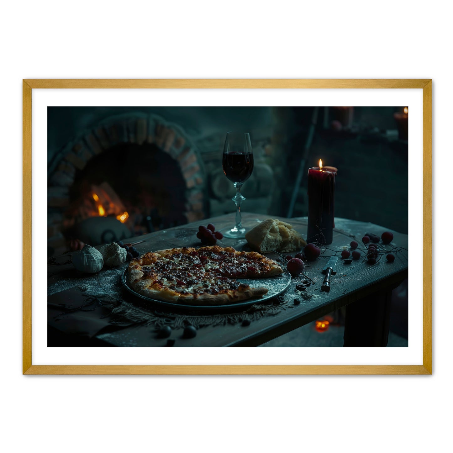 Gothic Pepperoni Pizza Wall Art