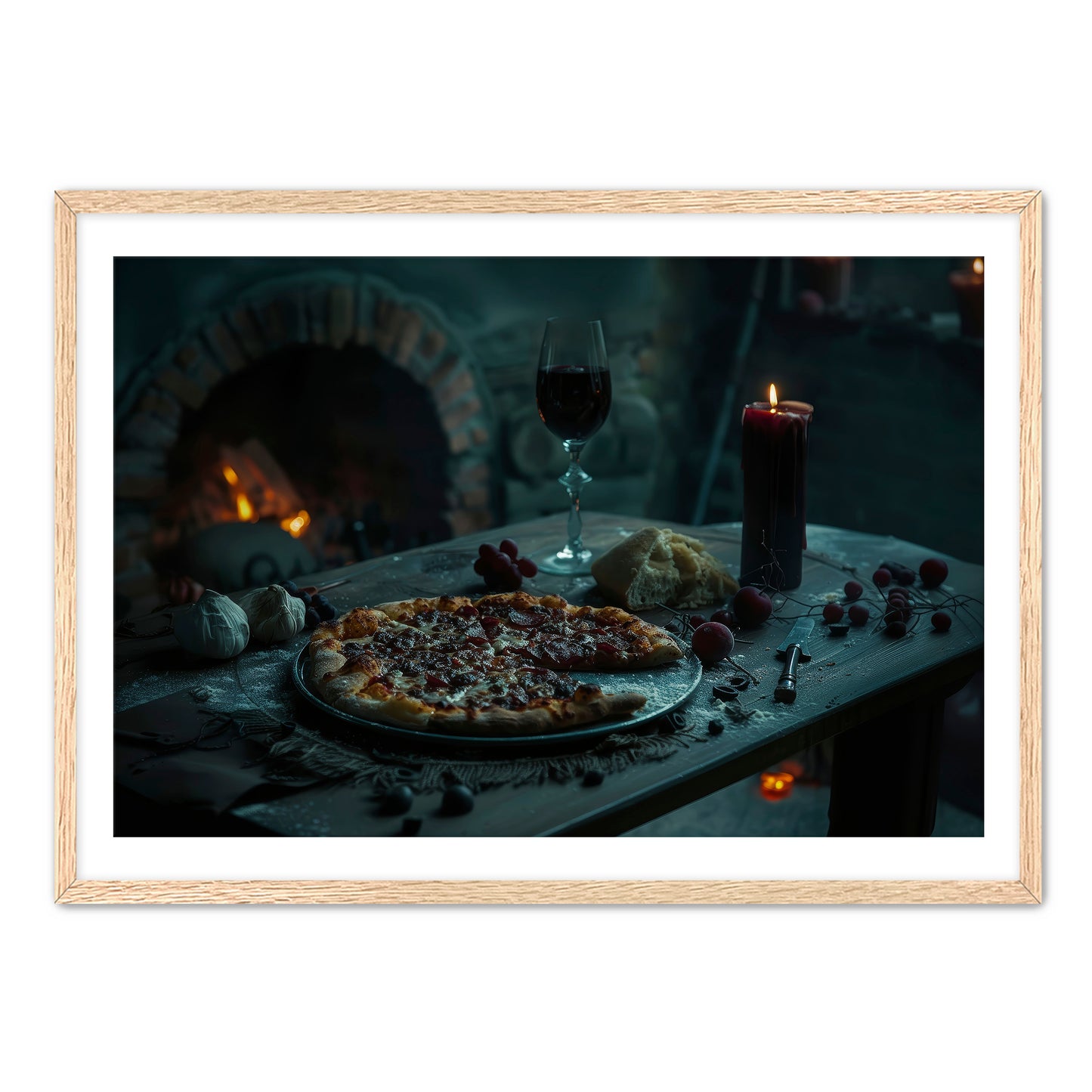 Gothic Pepperoni Pizza Wall Art