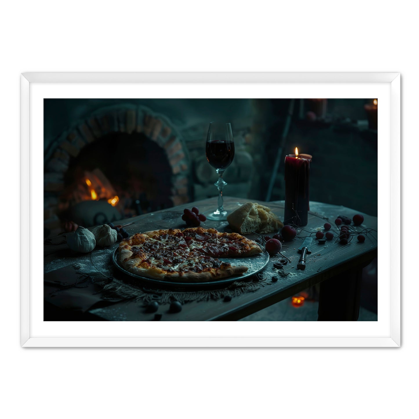 Gothic Pepperoni Pizza Wall Art