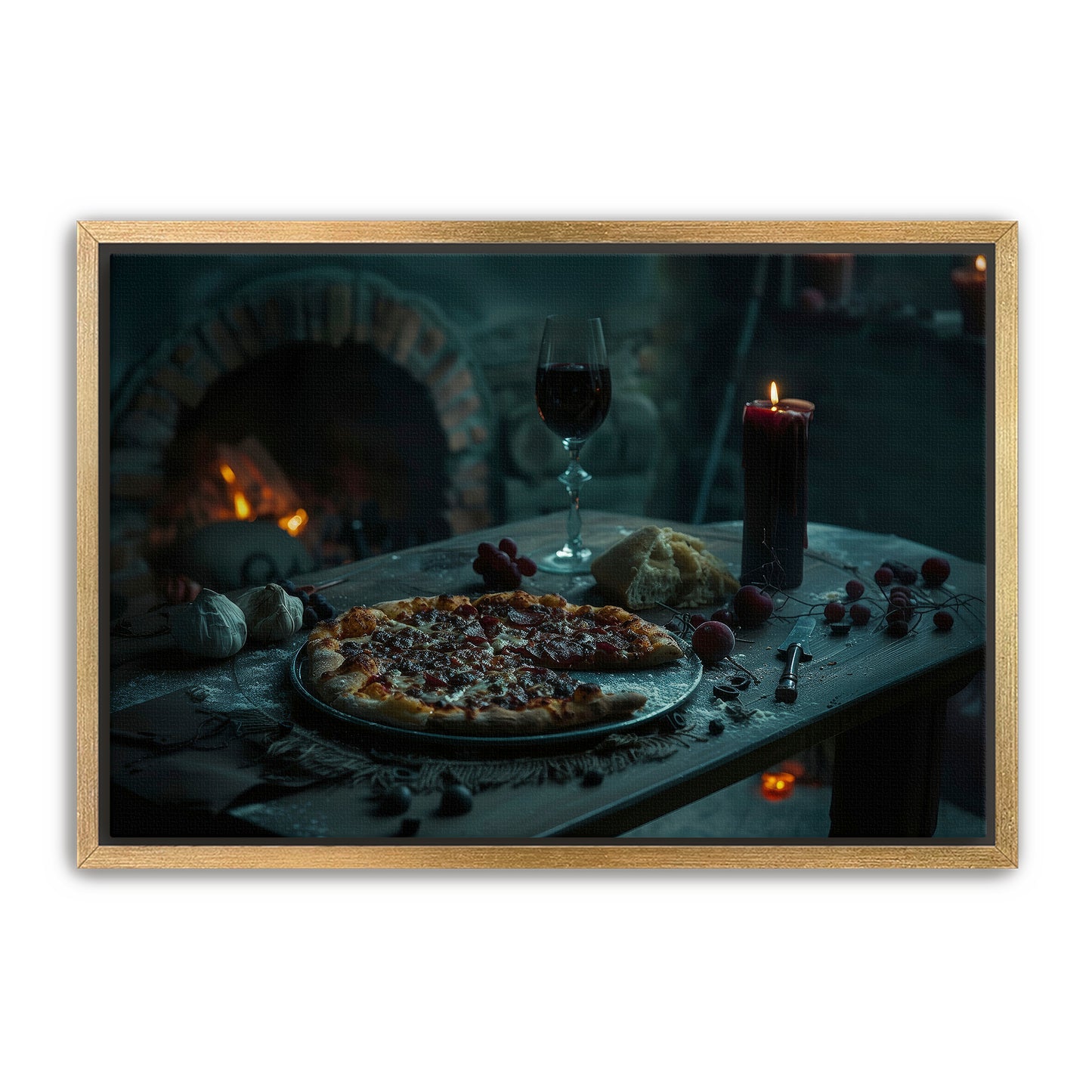 Gothic Pepperoni Pizza Wall Art