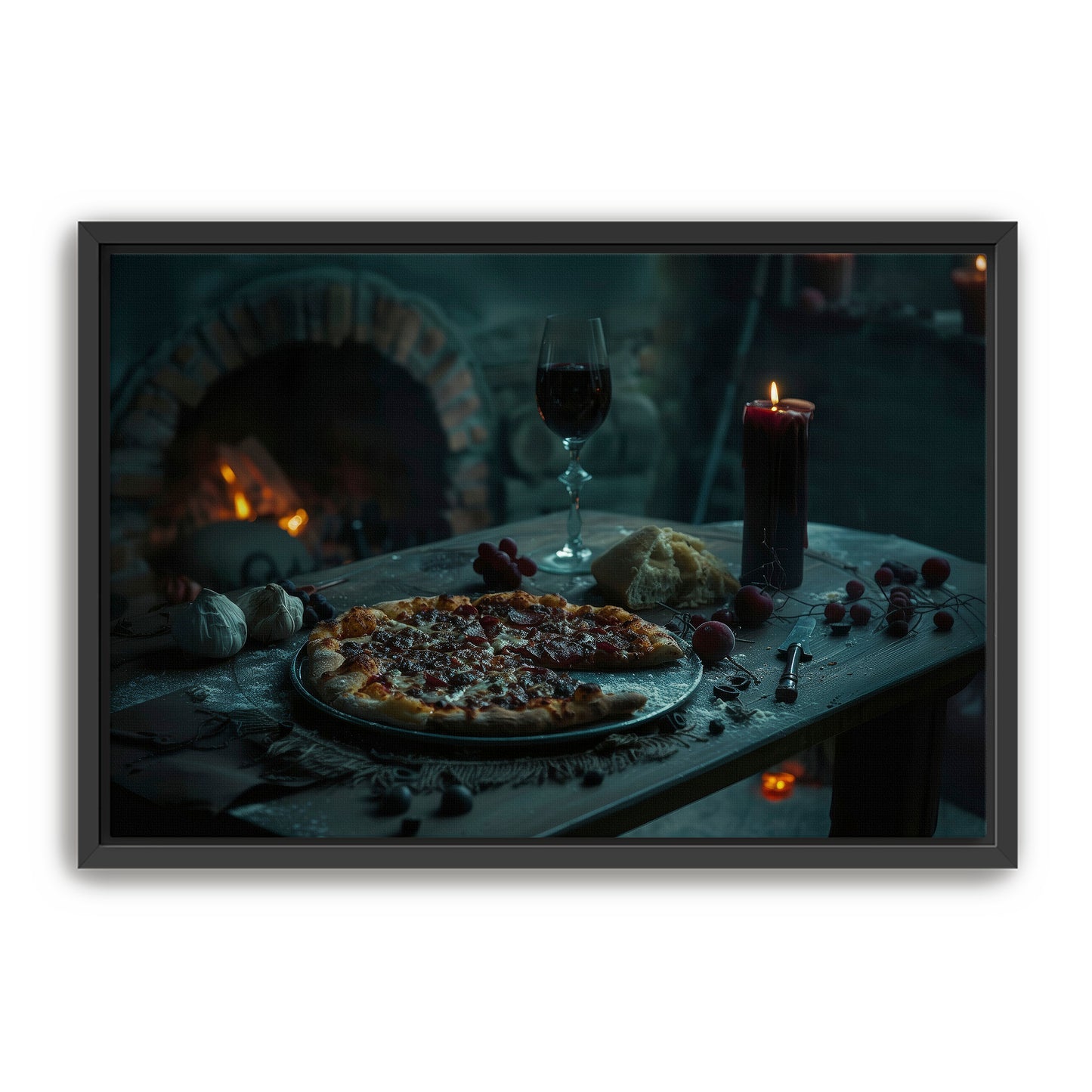 Gothic Pepperoni Pizza Wall Art