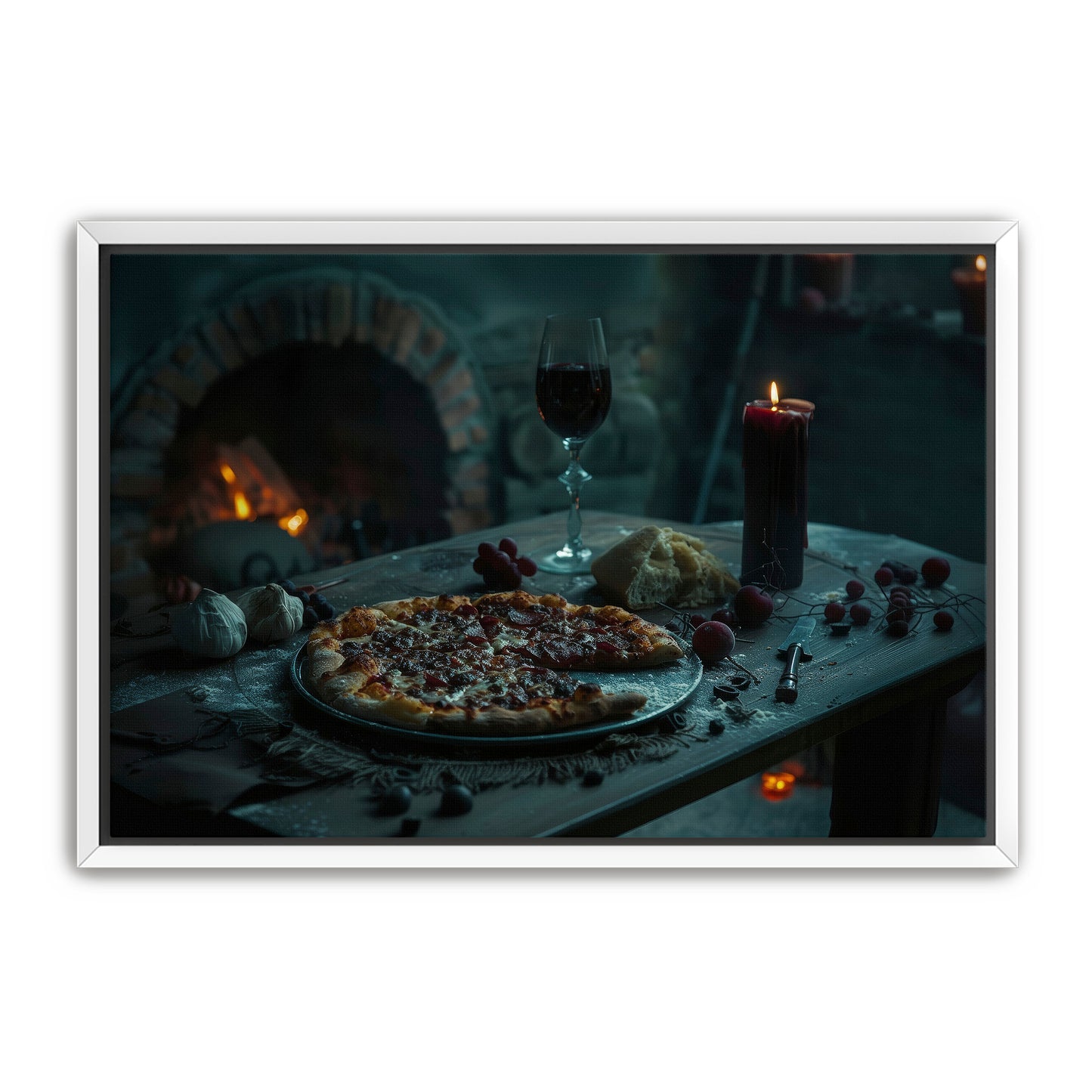 Gothic Pepperoni Pizza Wall Art
