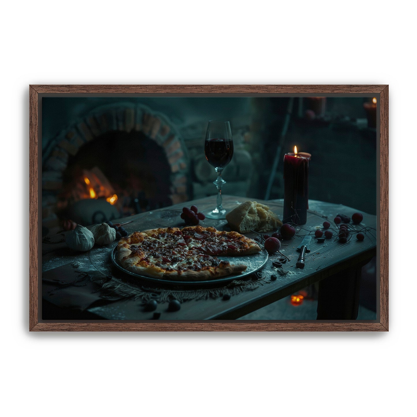 Gothic Pepperoni Pizza Wall Art