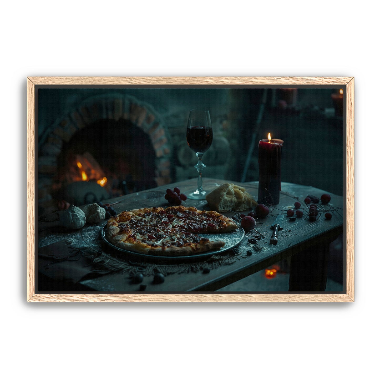 Gothic Pepperoni Pizza Wall Art
