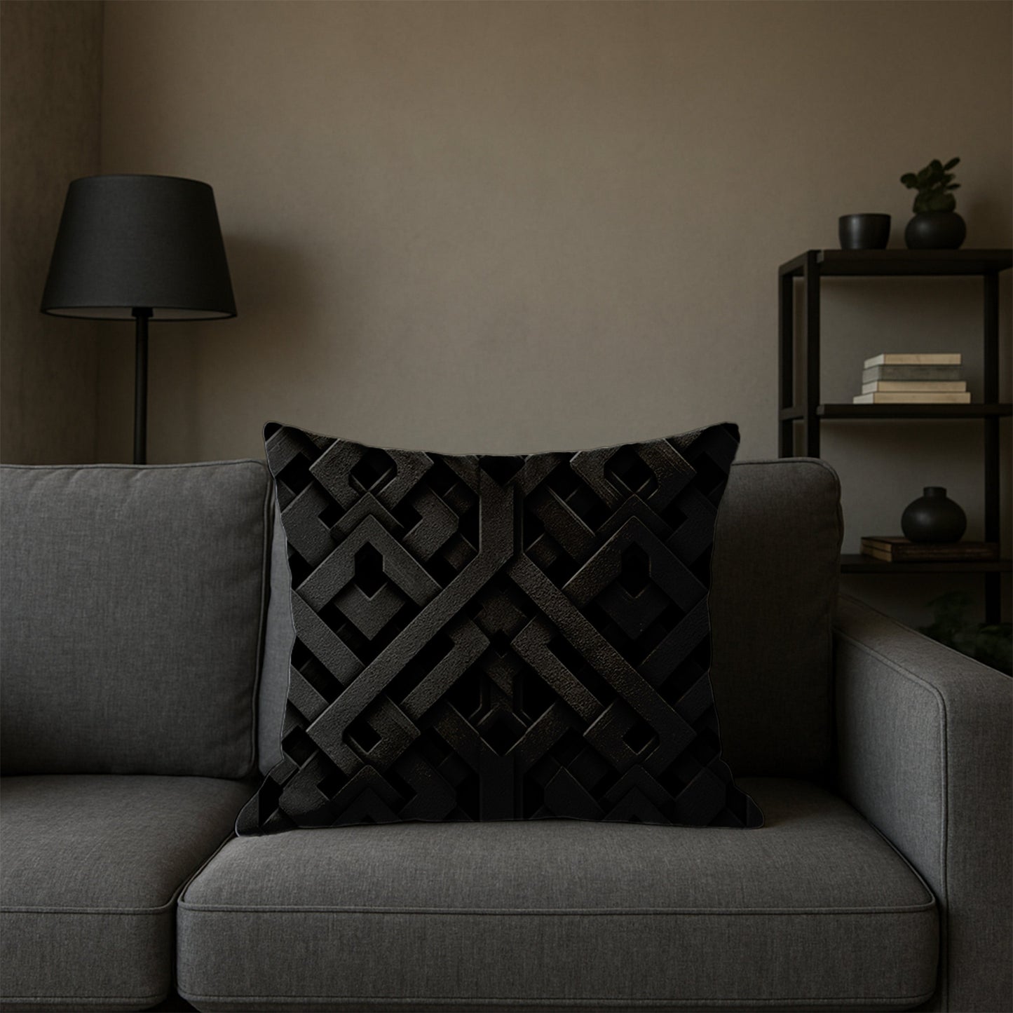 Intricate Black Lattice Pillow