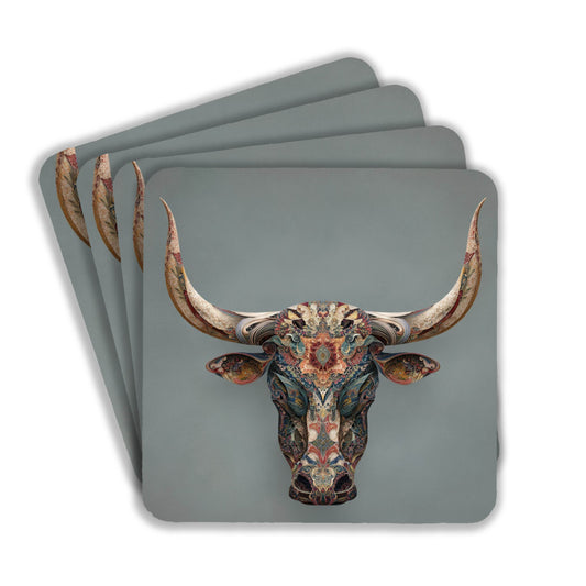 Intricate Bull Head Coasters