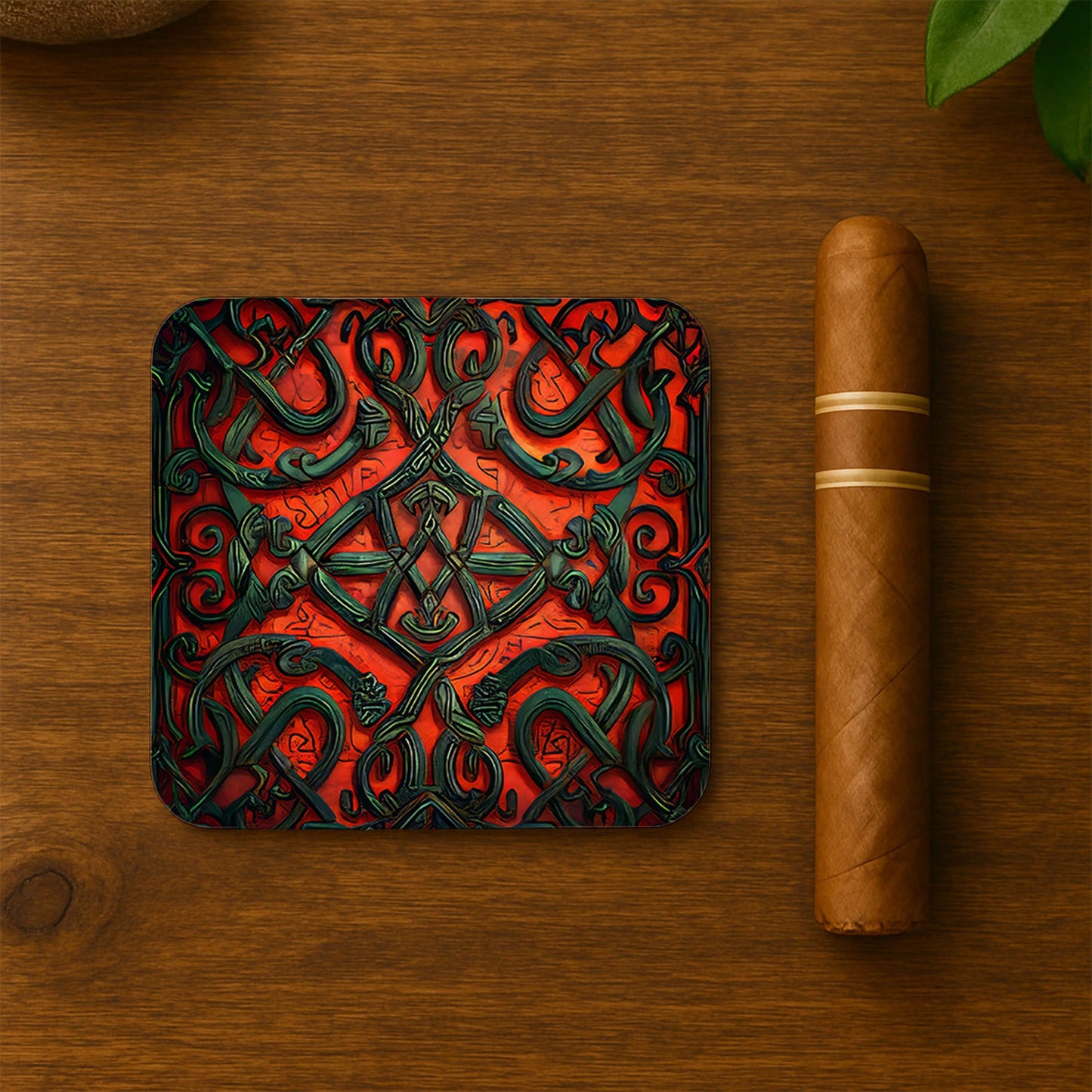 Intricate Red Maze Coasters