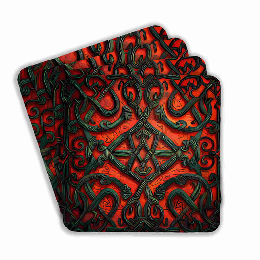 Intricate Red Maze Coasters