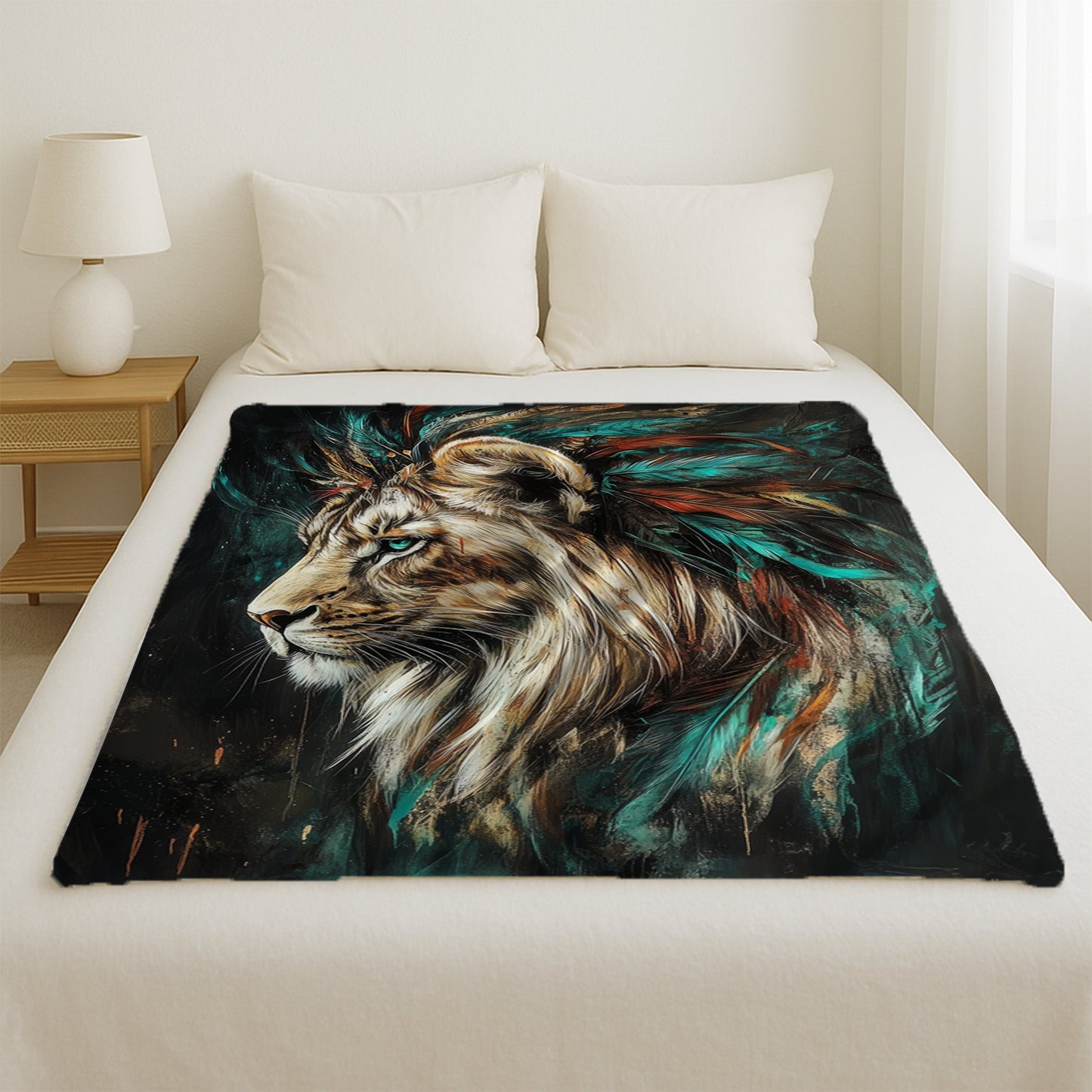 Lion With Feathers Blanket Blanket
