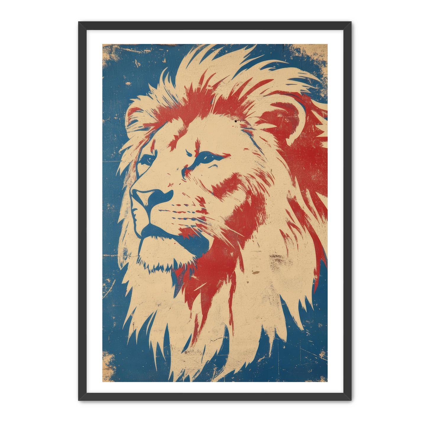 Majestic Patriotic Lion Portrait Wall Art