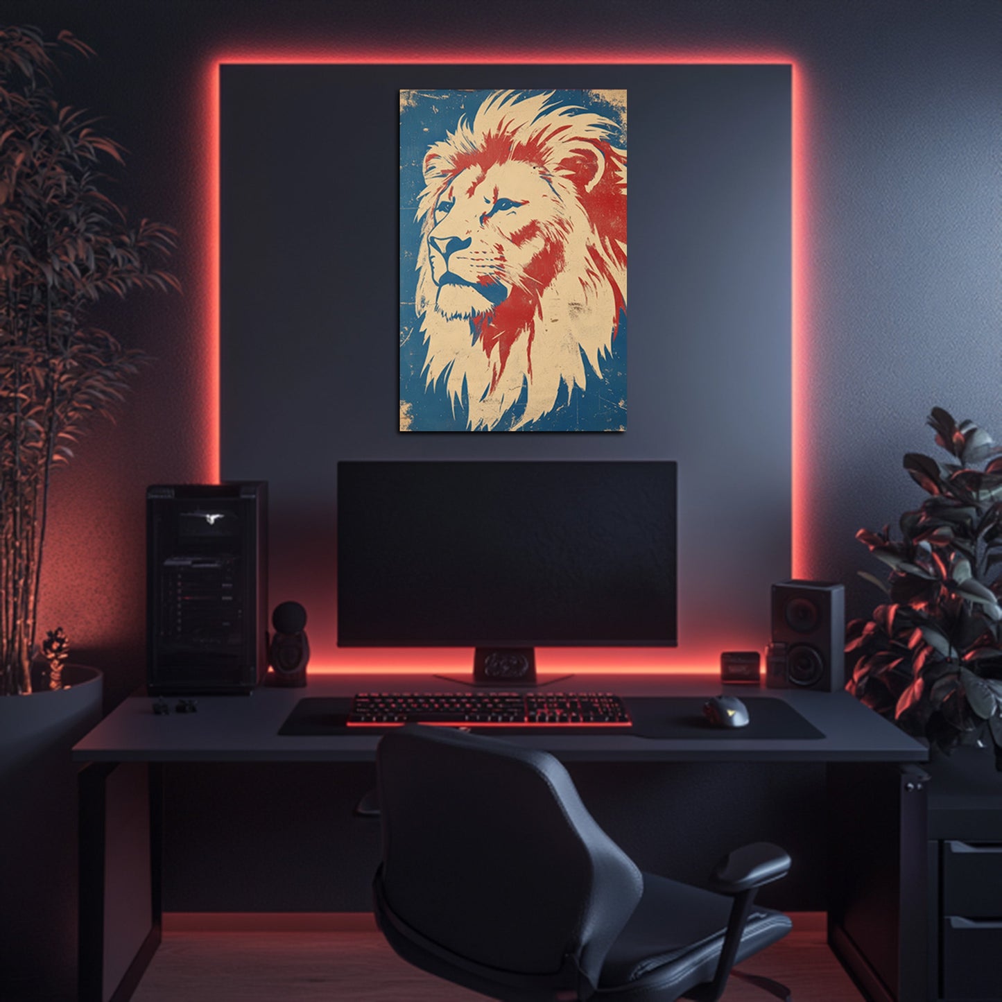 Majestic Patriotic Lion Portrait Wall Art