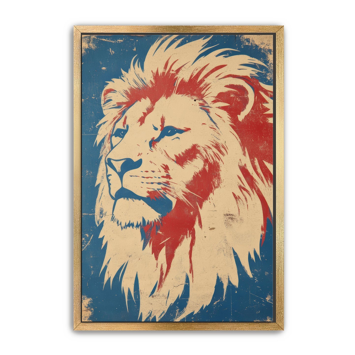 Majestic Patriotic Lion Portrait Wall Art