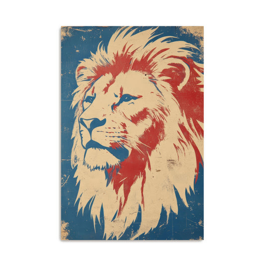 Majestic Patriotic Lion Portrait Wall Art