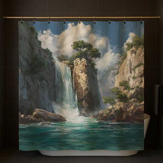 Majestic Waterfall Scene Shower Curtain