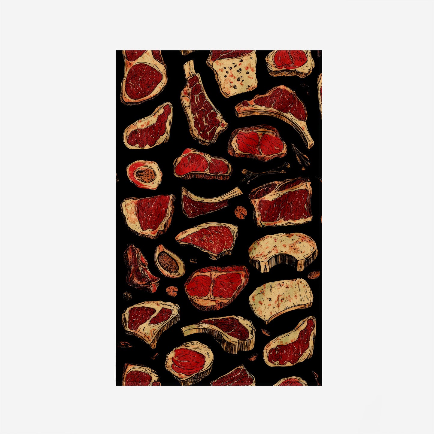 Meat Cuts Pattern Kitchen Towel