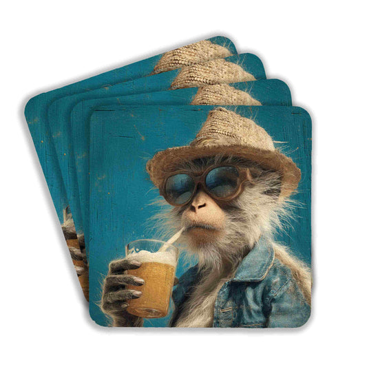 Monkey Drinking Smoothie Coasters