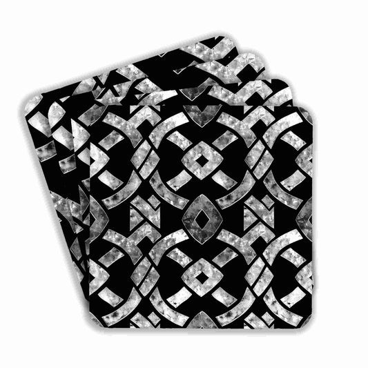 Monochrome Geometric Pattern Coasters