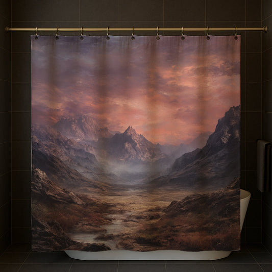 Mountain Valley Sunrise Shower Curtain