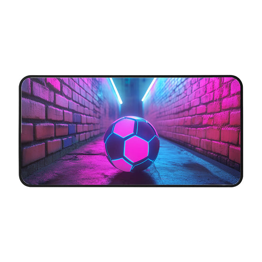 Neon Soccer Ball In Alley Desk Mat