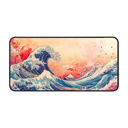 Ocean Waves At Sunset Desk Mat