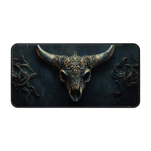 Ornate Bull Skull Desk Mat
