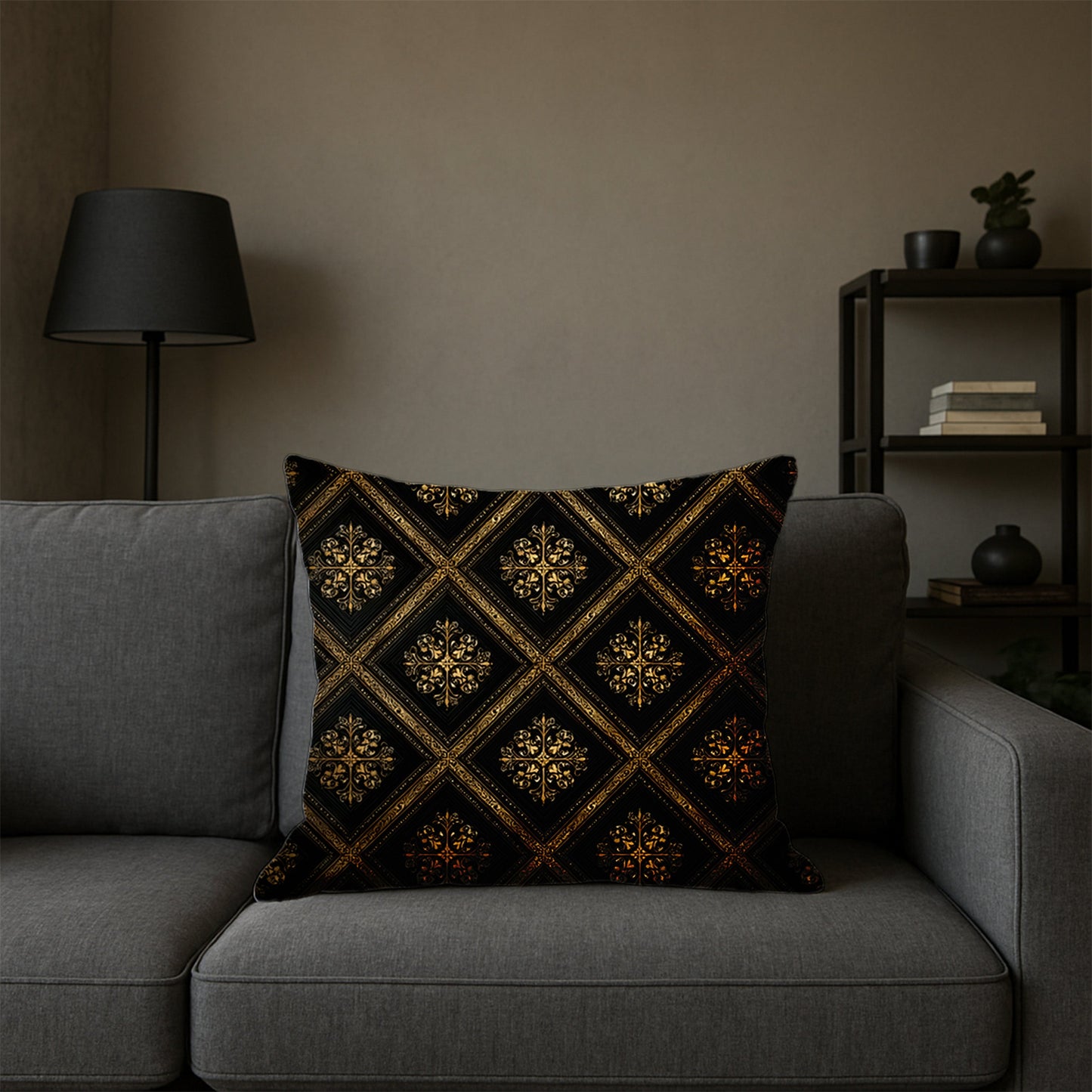 Ornate Gold Pattern Pillow