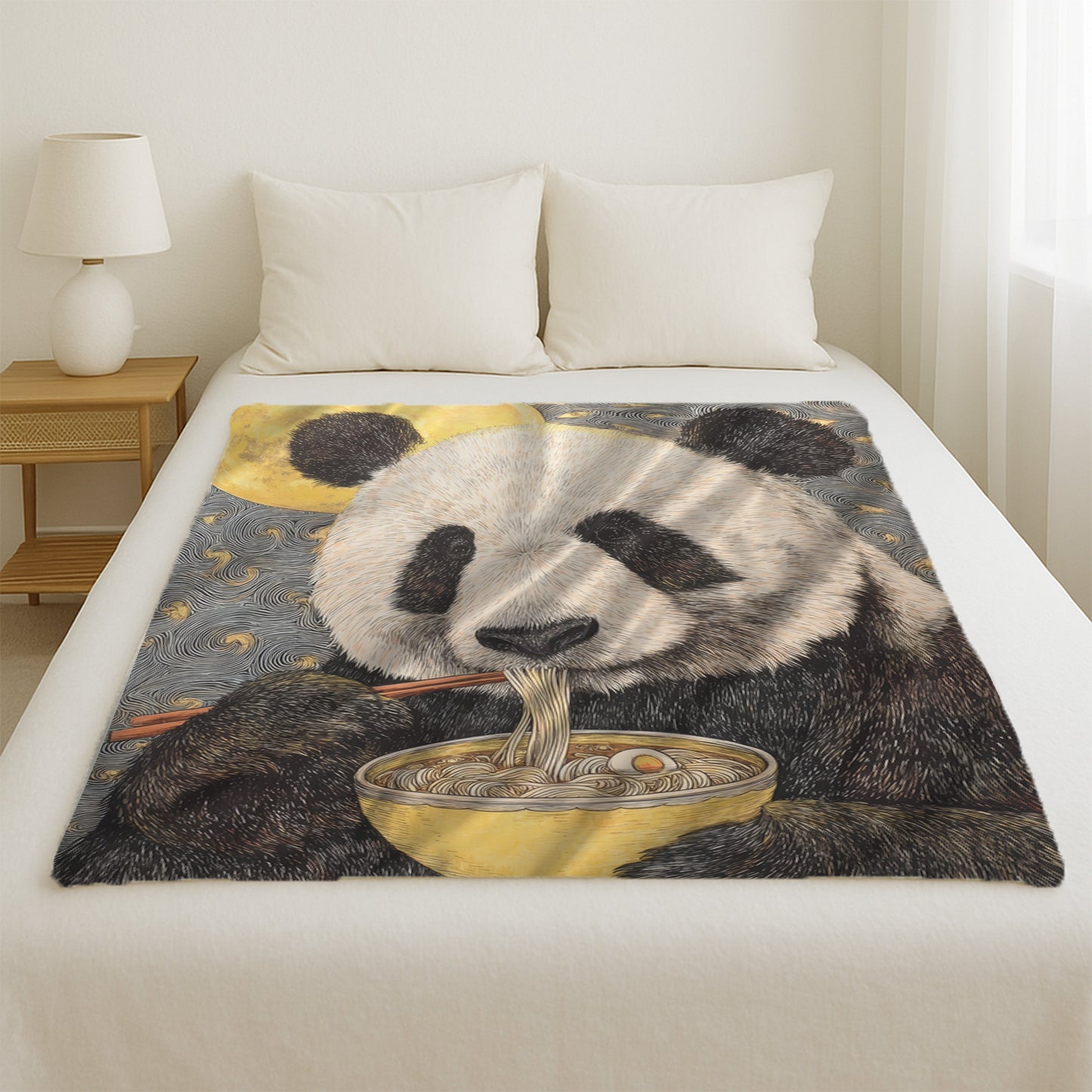 Panda Eating Ramen Blanket