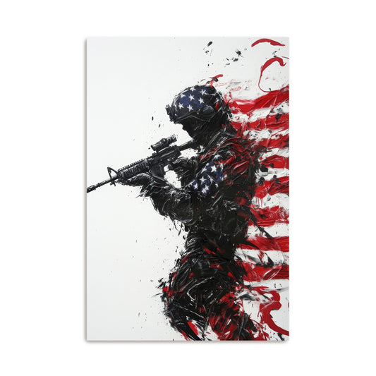 Patriotic Soldier Silhouette Wall Art