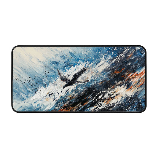 Raven Amidst Waves Desk Mat