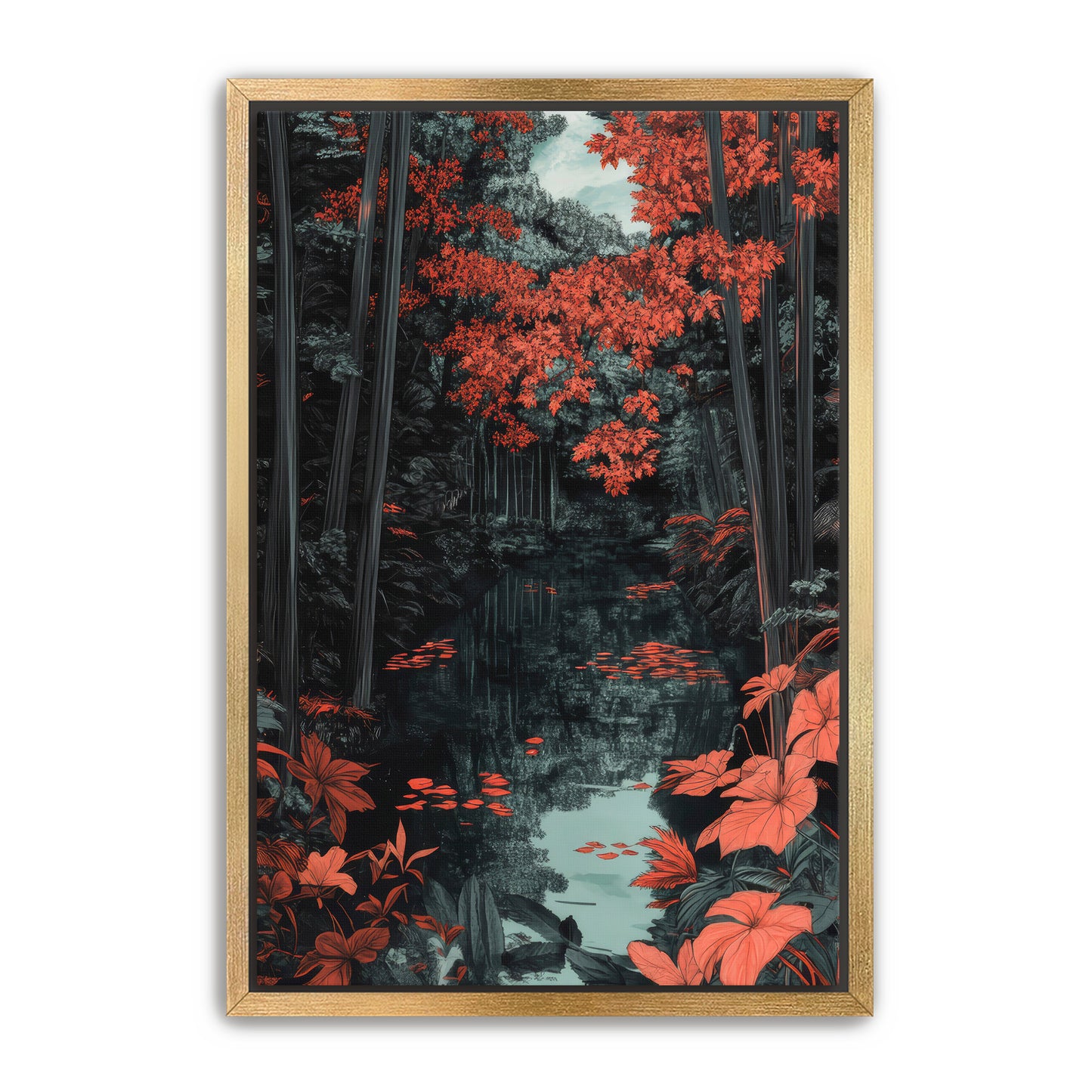 Red Bamboo Wall Art