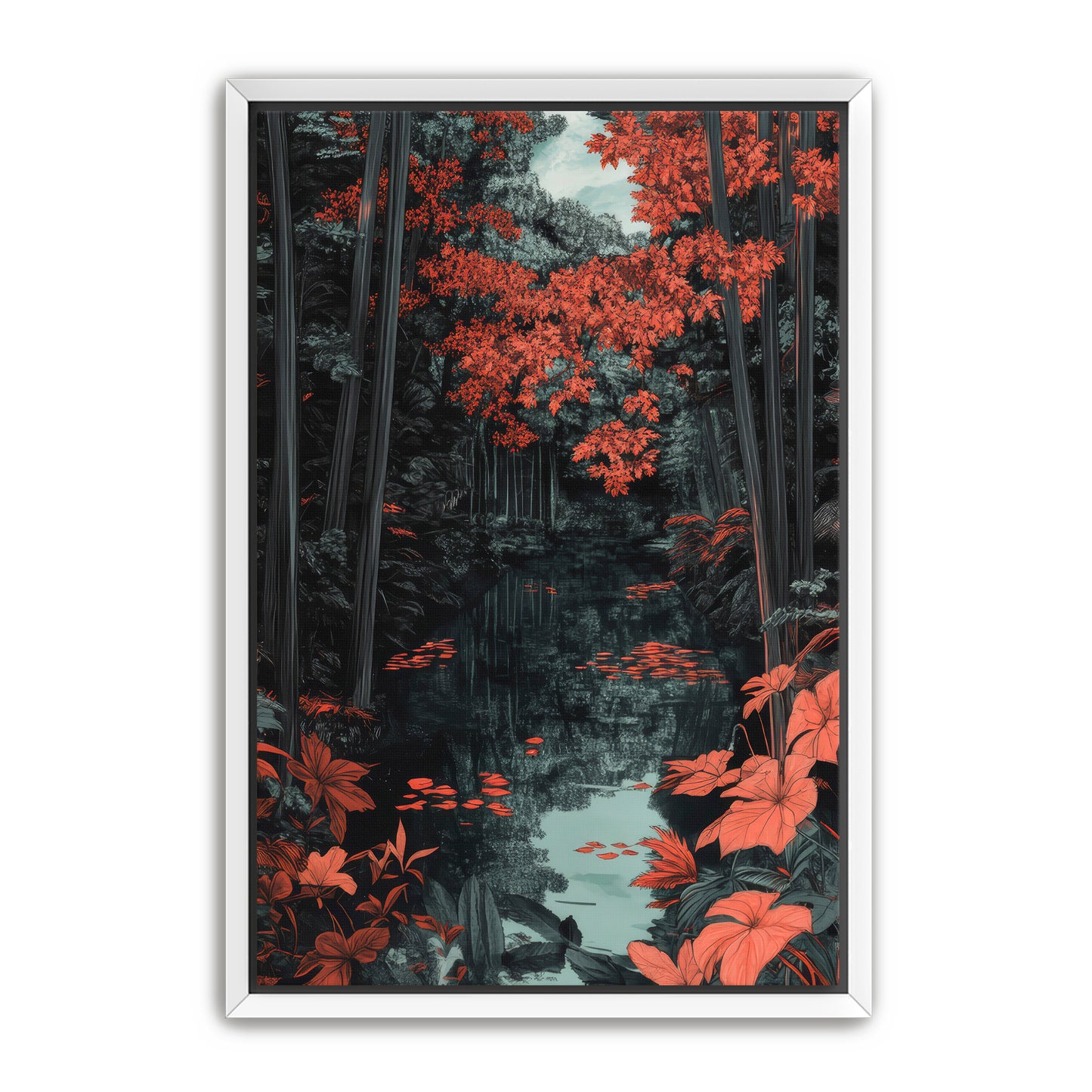 Red Bamboo Wall Art