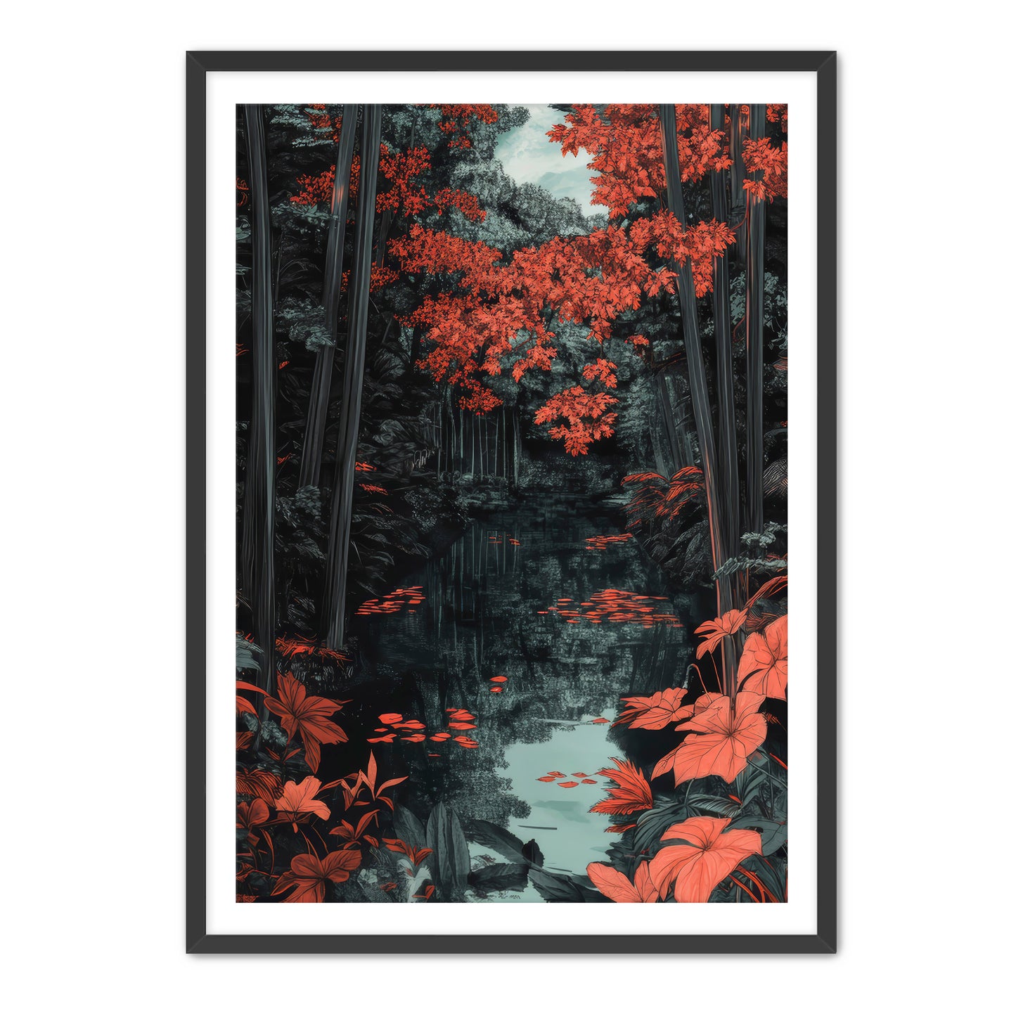 Red Bamboo Wall Art