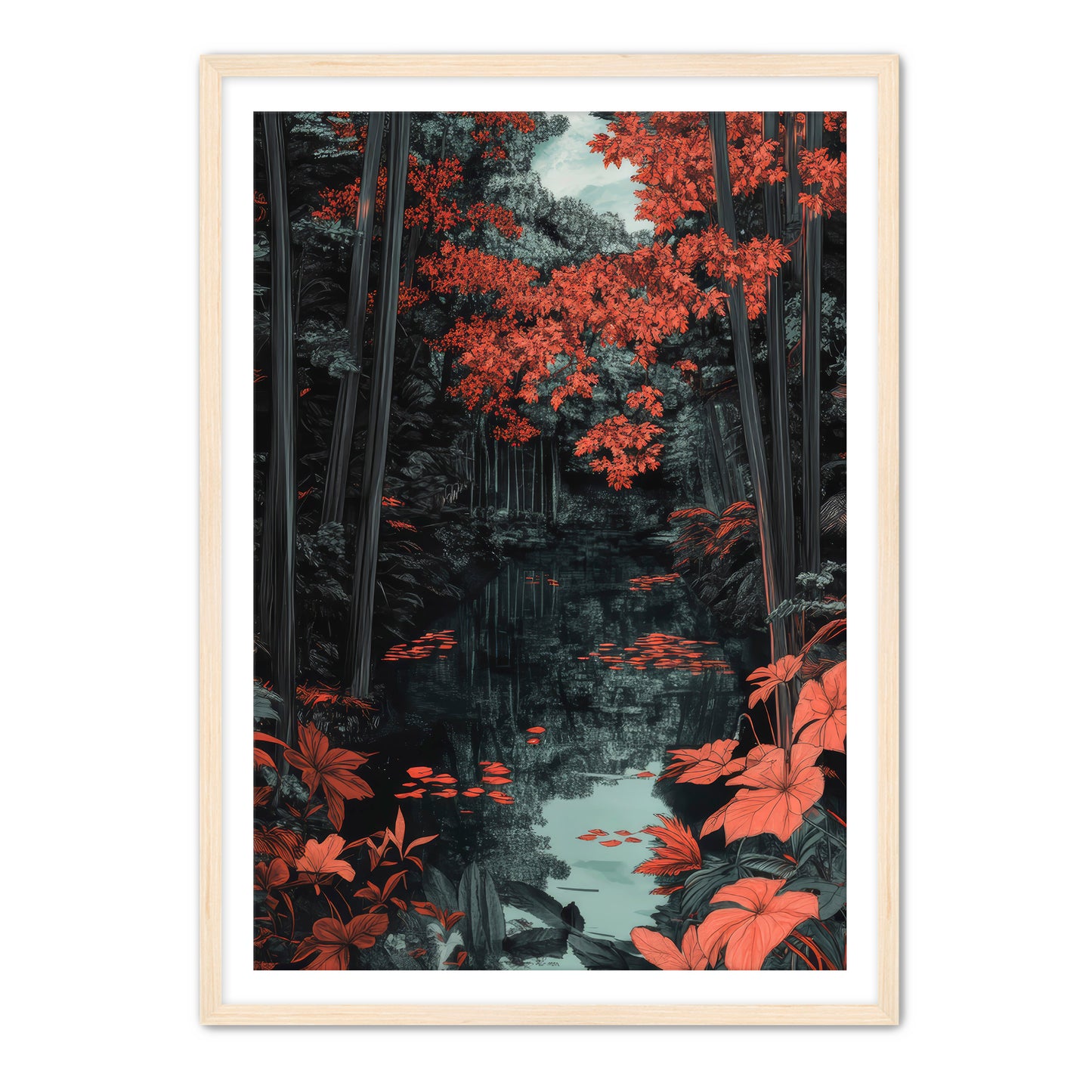 Red Bamboo Wall Art