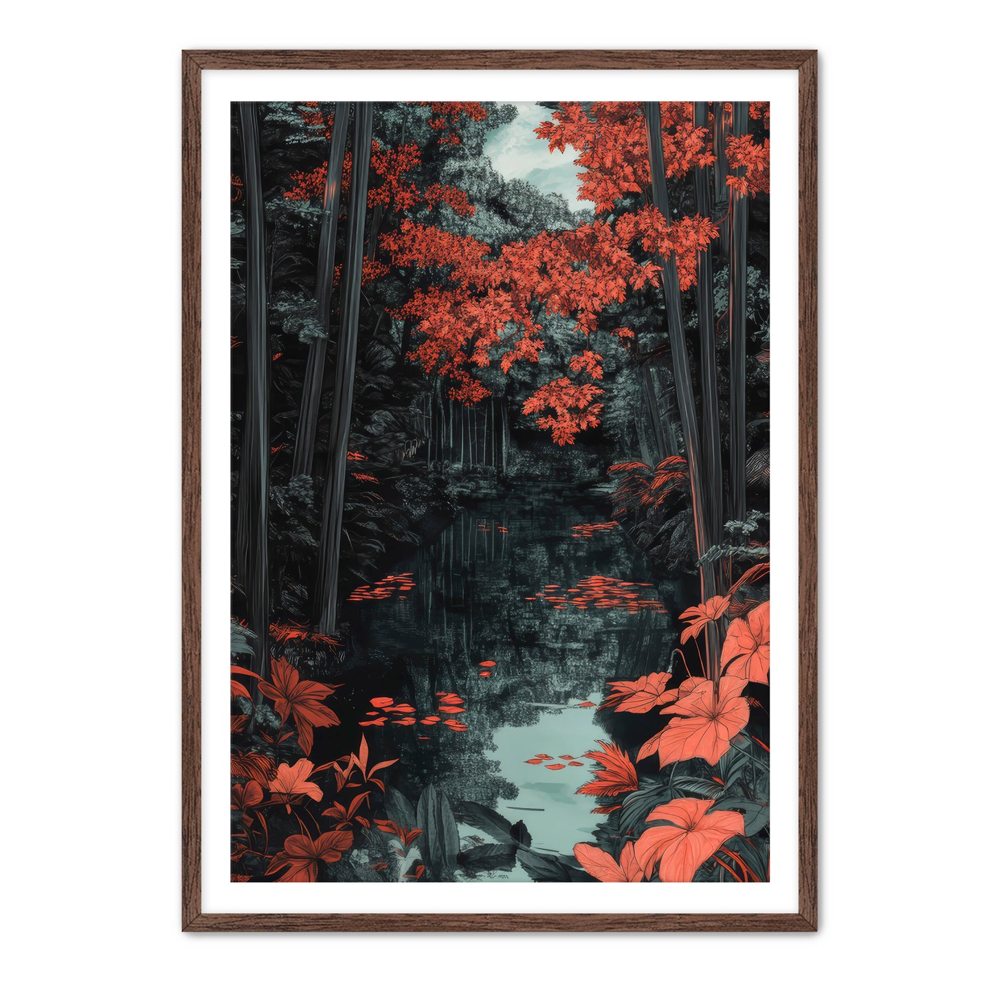 Red Bamboo Wall Art