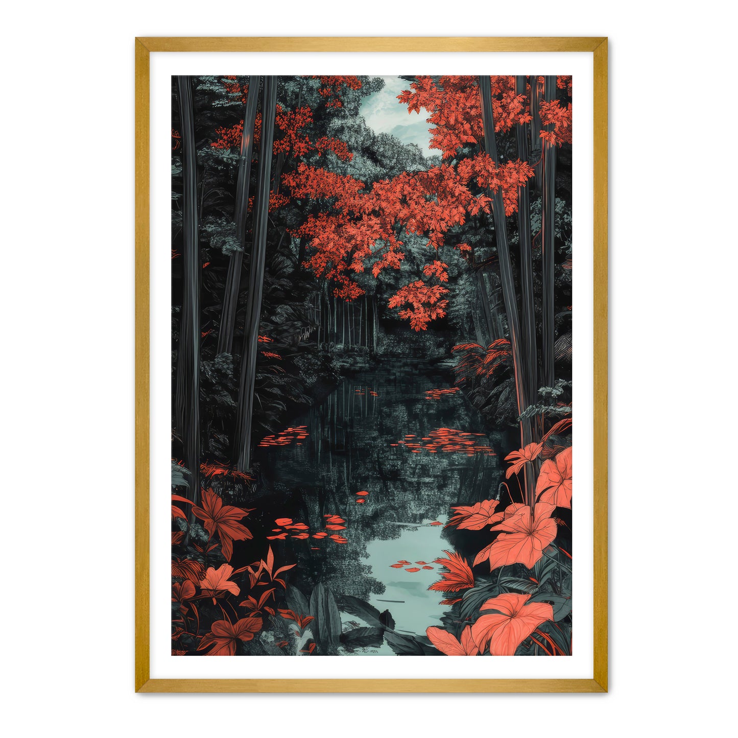 Red Bamboo Wall Art