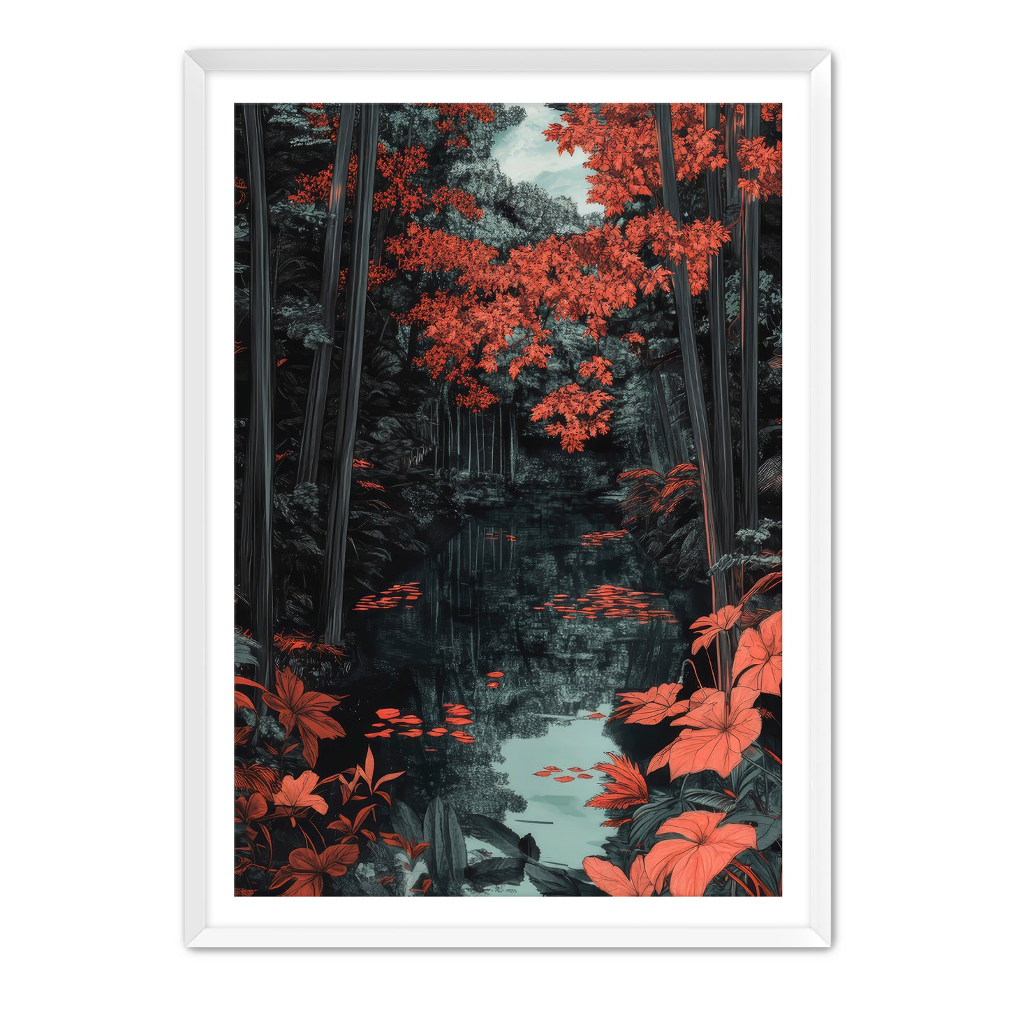 Red Bamboo Wall Art