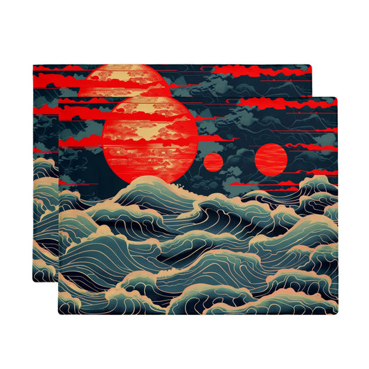 Red Skies Over Waves Placemat