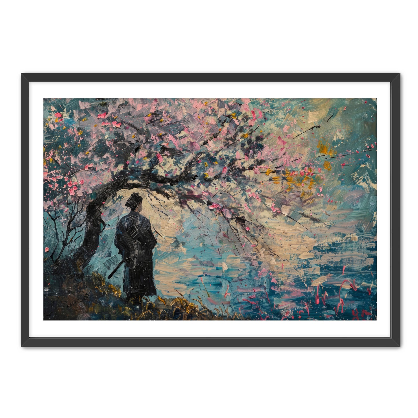 Samurai and Cherry Tree Wall Art
