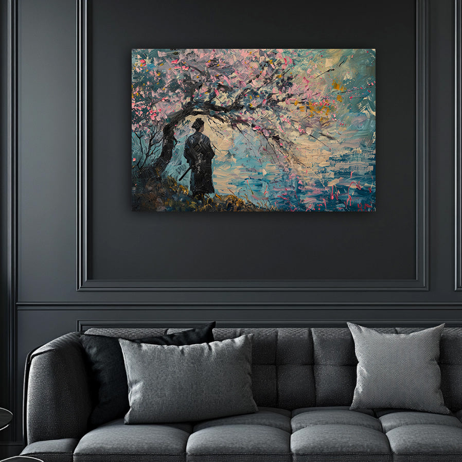 Samurai and Cherry Tree Wall Art