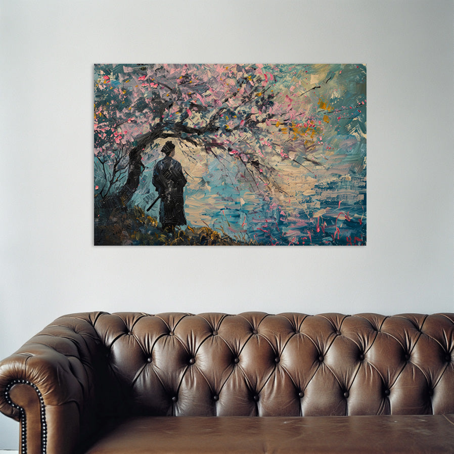 Samurai and Cherry Tree Wall Art