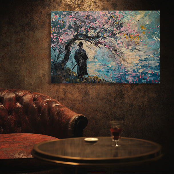 Samurai and Cherry Tree Wall Art