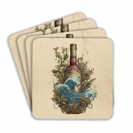 Shipwreck Bottle Waves Coasters