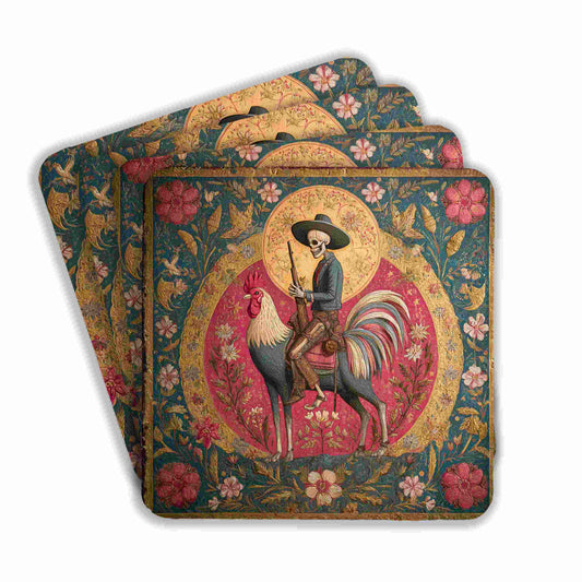 Skeleton Rider On Rooster Coasters