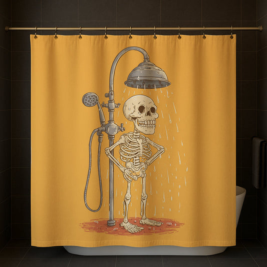 Skeleton Showering Shower Curtain