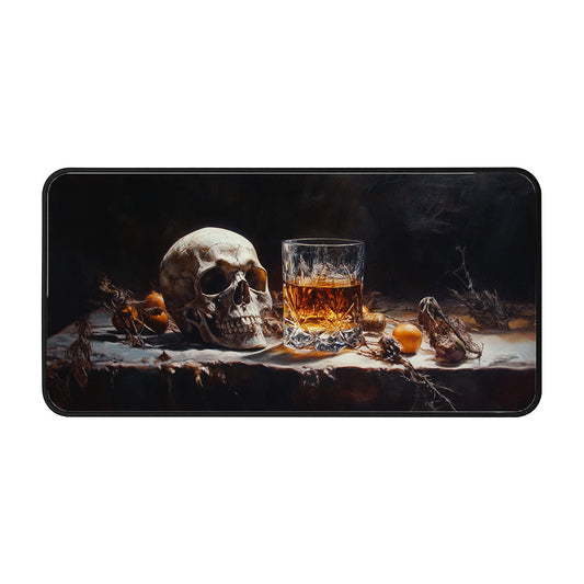 Skull And Whiskey Glass Desk Mat