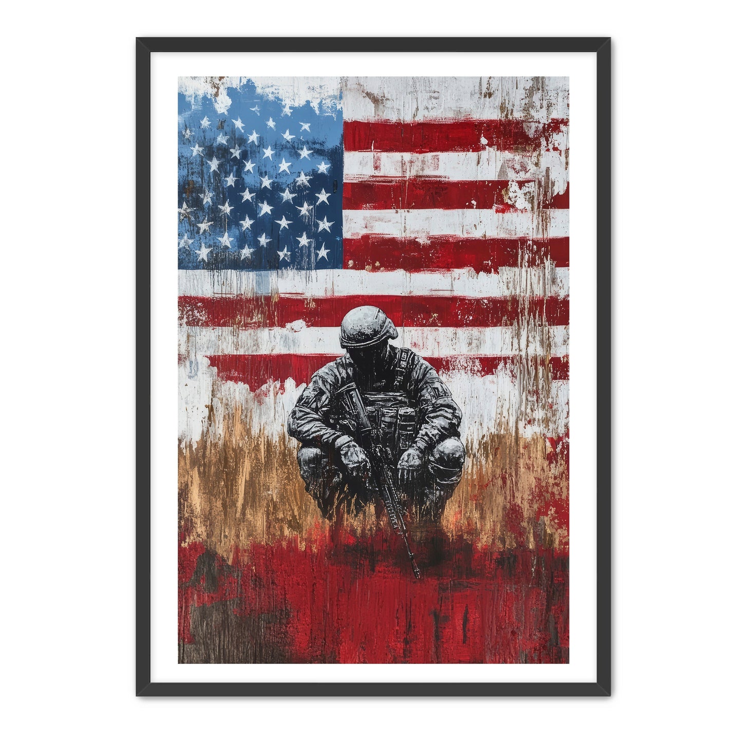 Soldier And American Flag Silence Wall Art