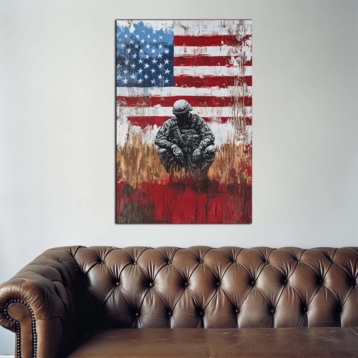 Soldier And American Flag Silence Wall Art