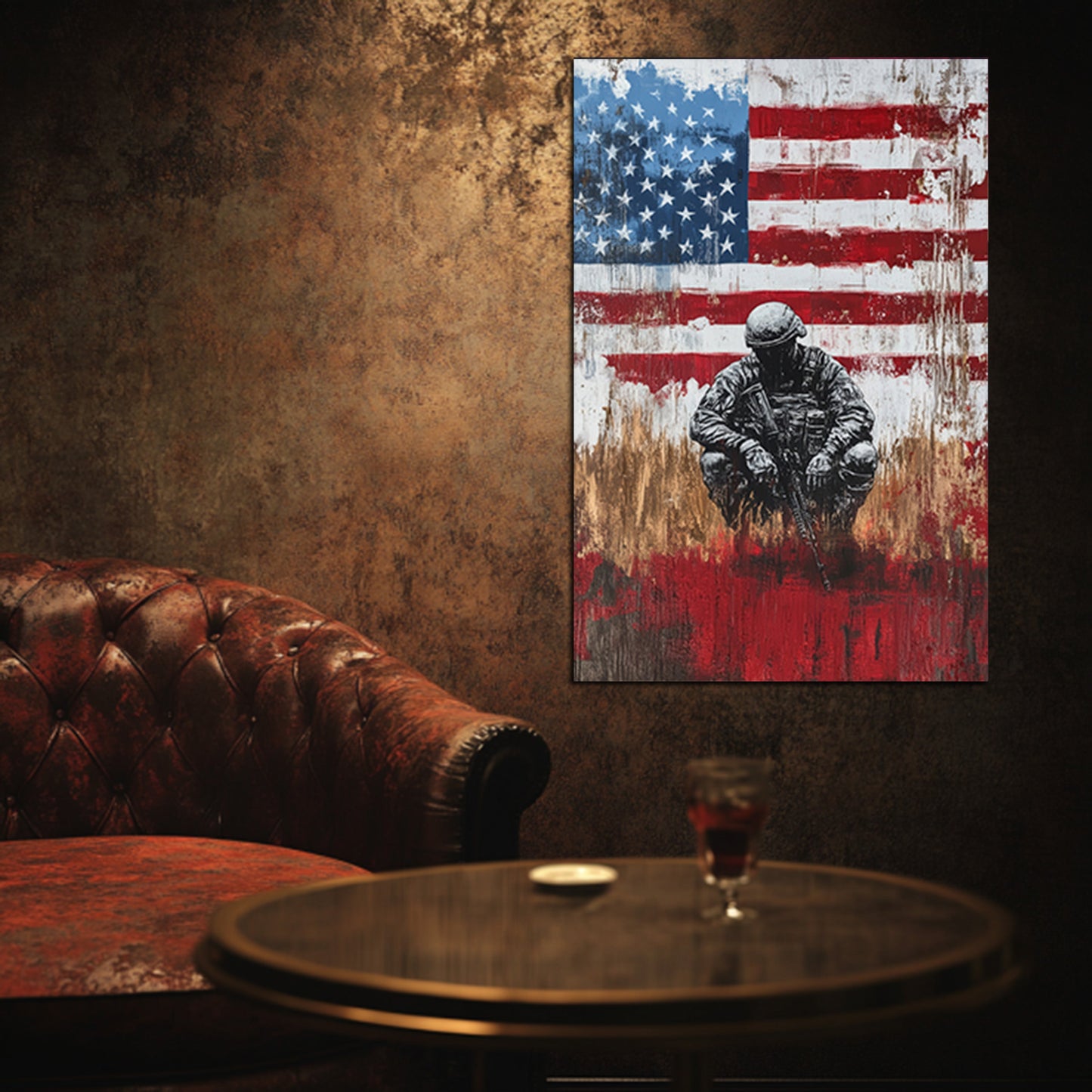 Soldier And American Flag Silence Wall Art