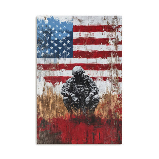 Soldier And American Flag Silence Wall Art