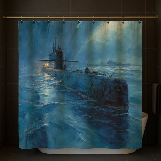 Submarine Beneath Waves Shower Curtain